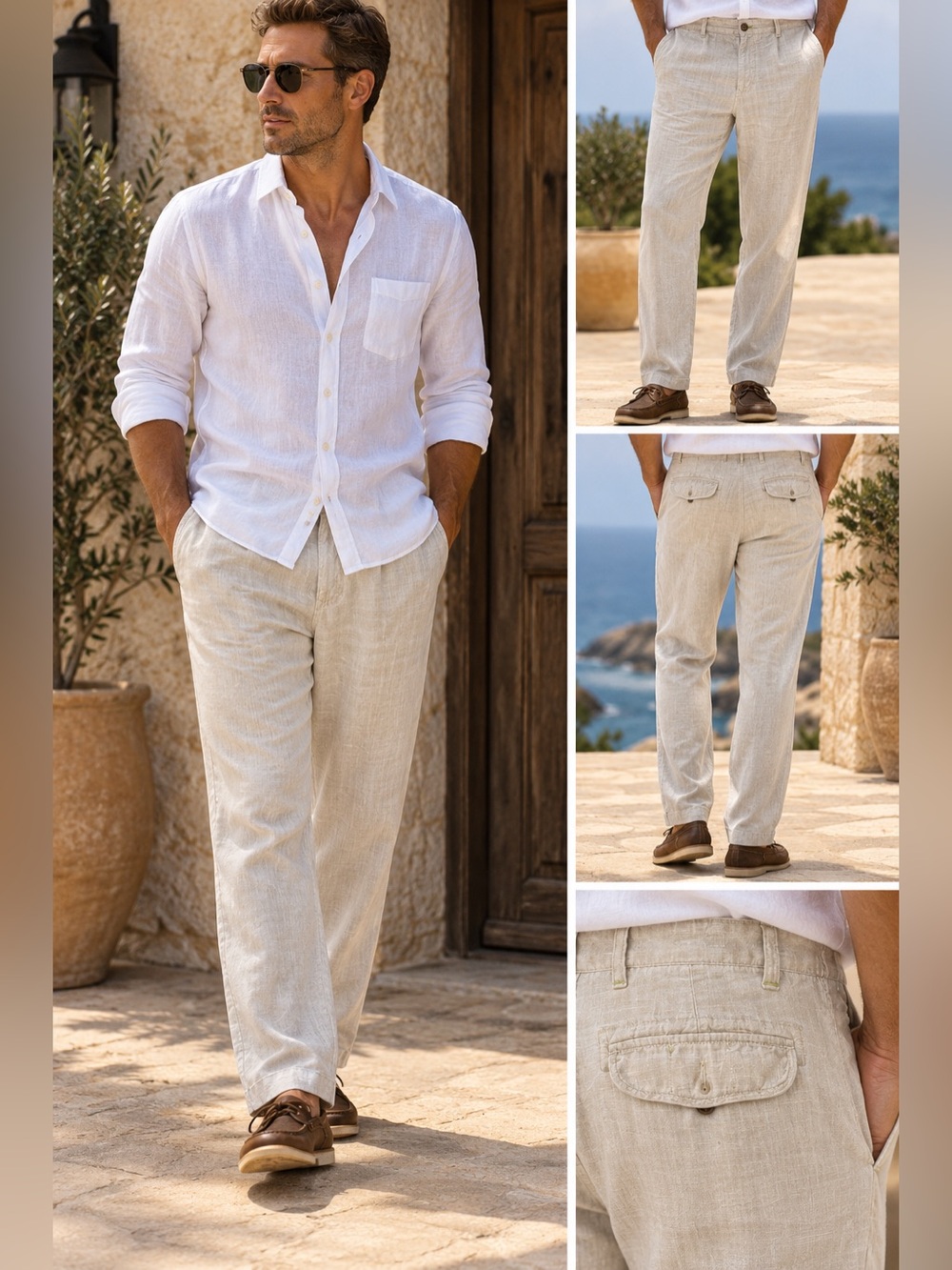 Tommy Bahama Relax Men’s 40x32 100% Linen Pants Beige Resort Casual